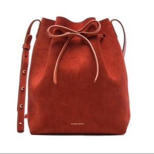 Mansur Gavriel Genuine Suede/Leather Mini Bucket Bag Rust